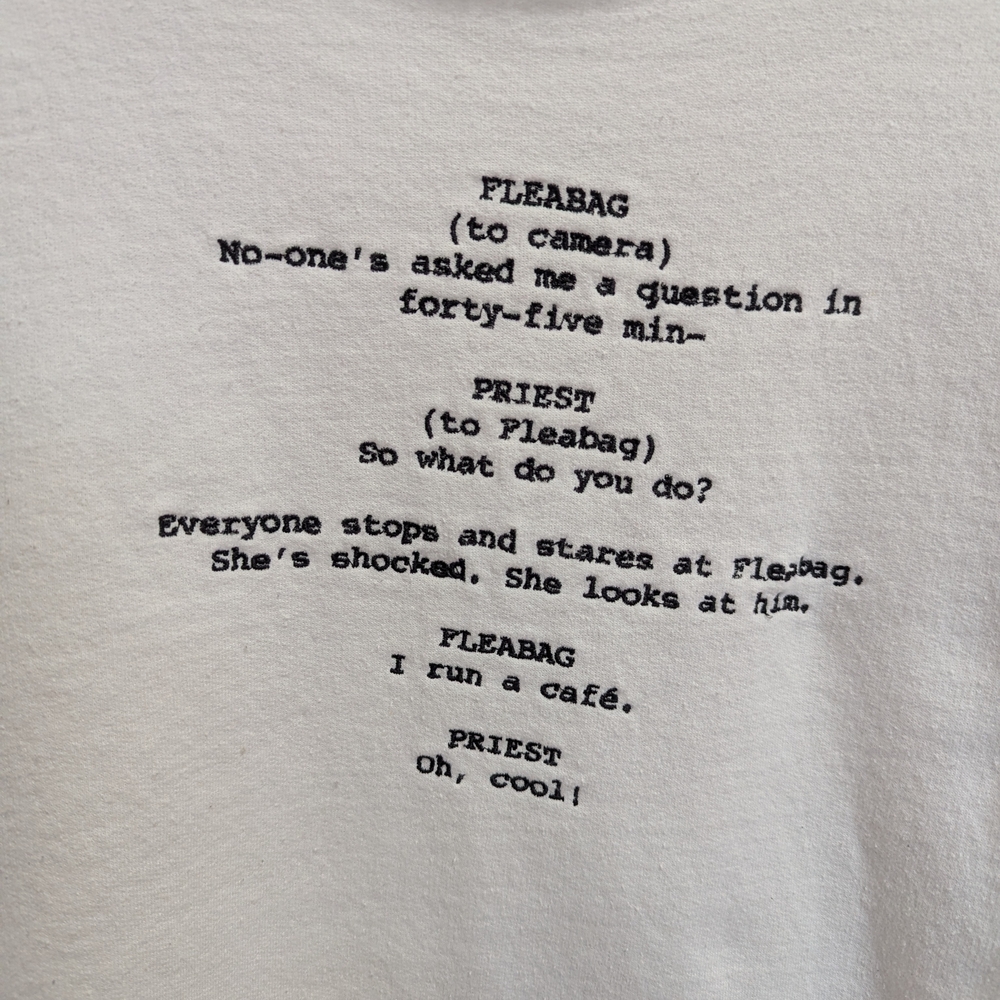 White Sweatshirt with Embroidered Text from Fleabag TV Show - Picture 3 of 4